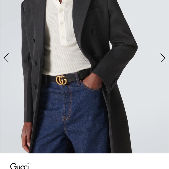 Gucci Black Smooth Calfskin Leather Gold Double G Buckle Belt 110/44. - Picture 7 of 13